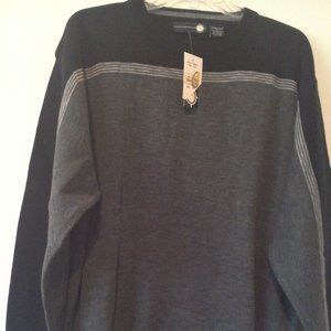 MEN'S PULLOVER CREW NECK SWEATER, BLUE & GREY XL